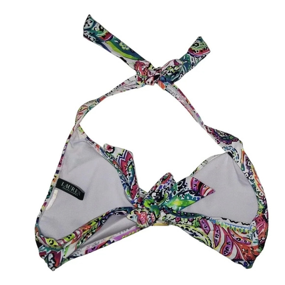 Lauren Ralph Lauren Cabana Paisley Halter Bikini Top, M - Picture 3 of 6